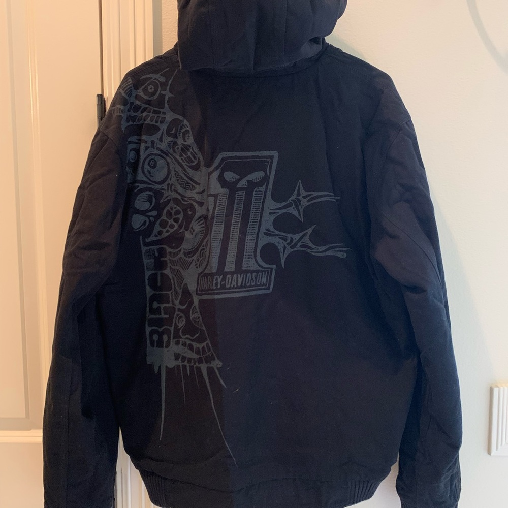 Men’s reversible black canvas jacket | large